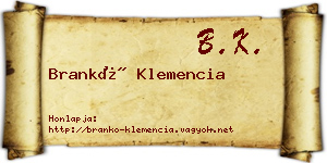 Brankó Klemencia névjegykártya